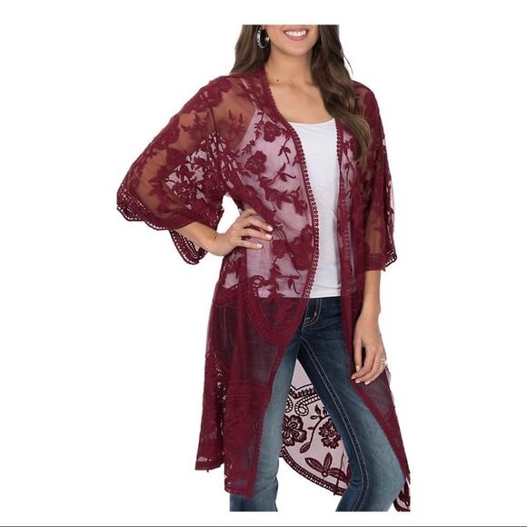 ✨ ANTIQUE CROCHET SHEER LACE DUSTER✨ - Picture 1 of 7